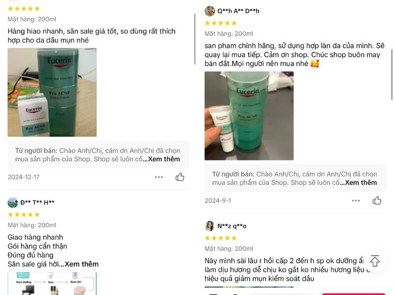 Đánh giá người tiêu dùng về Toner Eucerin Pro ACNE Solution