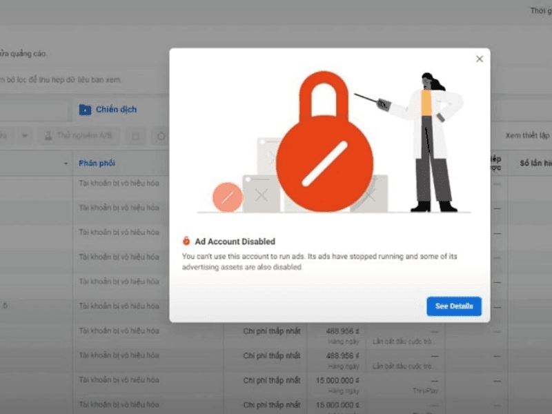 Tài khoản facebook ads bị cấm