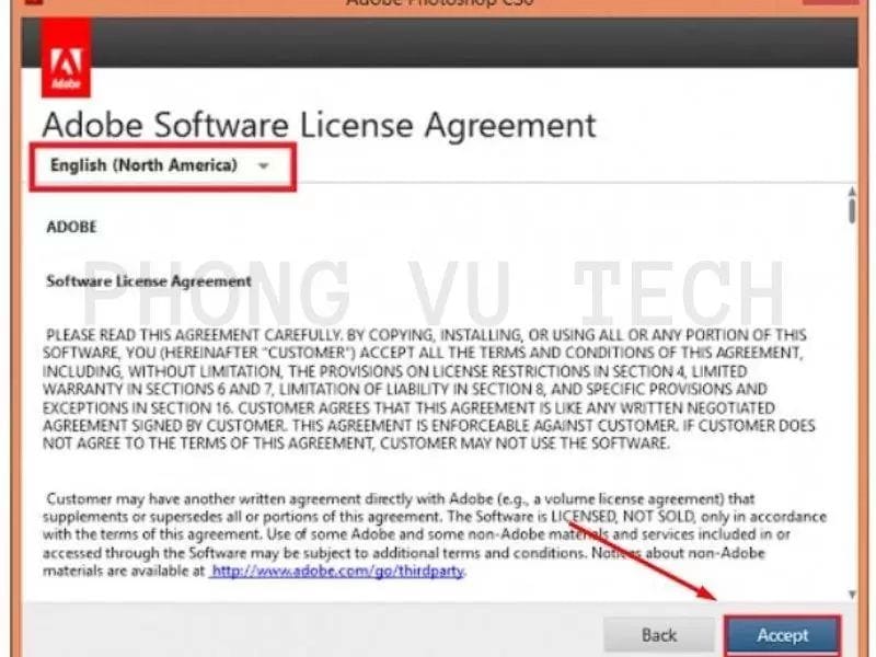 Accept các điều khoản